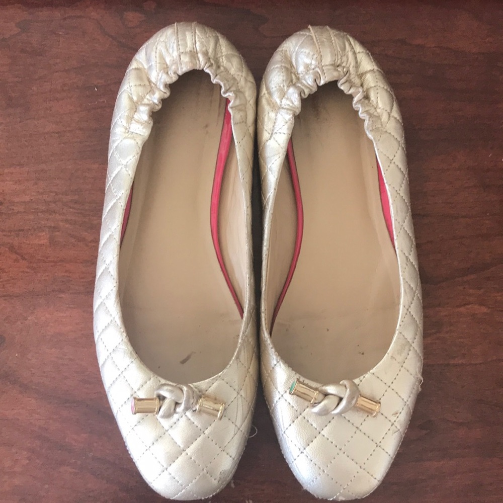 Gold leather Lilly Pulitzer flats